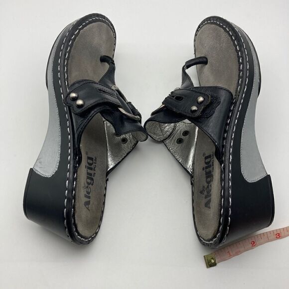 Alegria LOL-601 Black Leather Wedge Sandals Size 38-7,5 - Picture 5 of 9